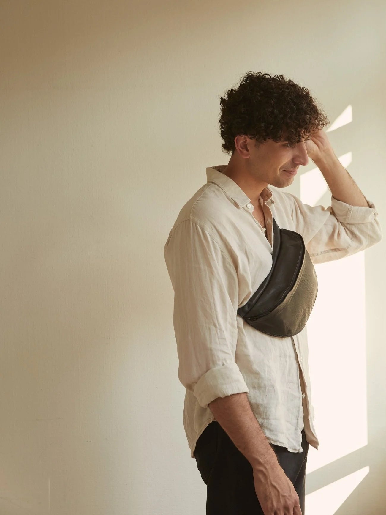 MARAI Sling Bag - Natural/Black Leather
