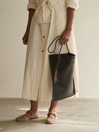 MARAI Tote Bag - Natural/Black Leather