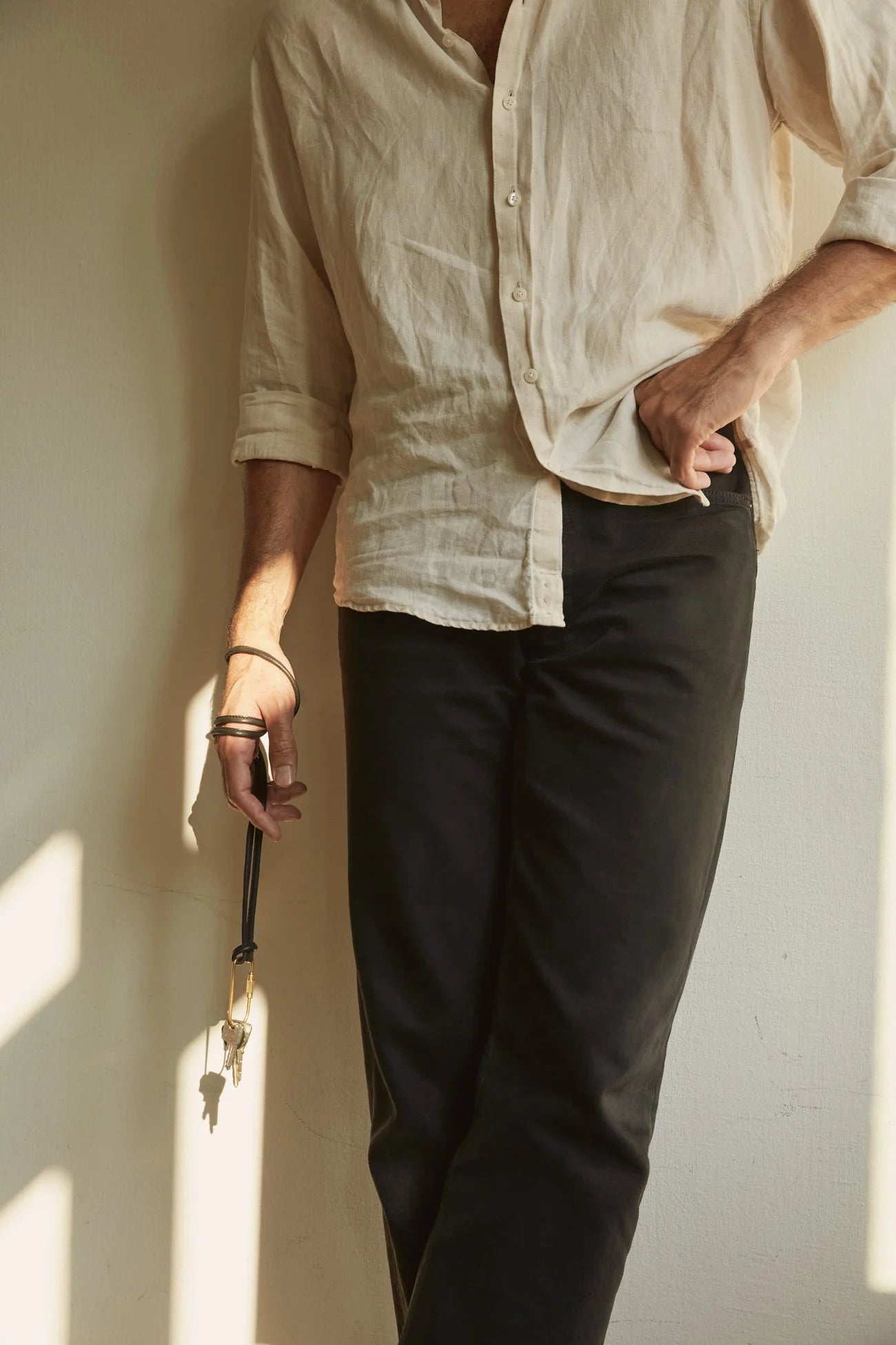 MARAI Lanyard - Natural/Black Leather